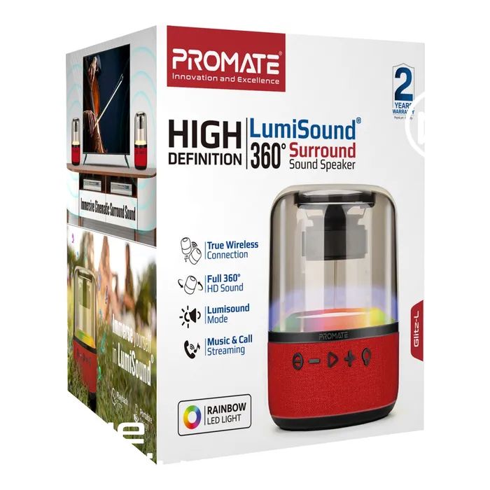 Акустична система Promate Glitz-L Red (glitz-l.red) зображення 2