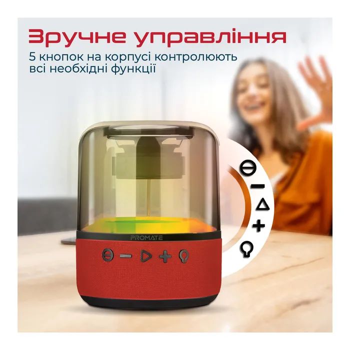 Акустична система Promate Glitz-L Red (glitz-l.red) зображення 3