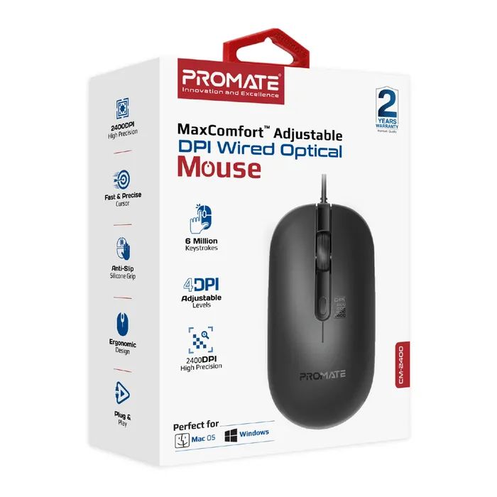 Мишка Promate CM-2400 USB Black (cm-2400.black) зображення 2