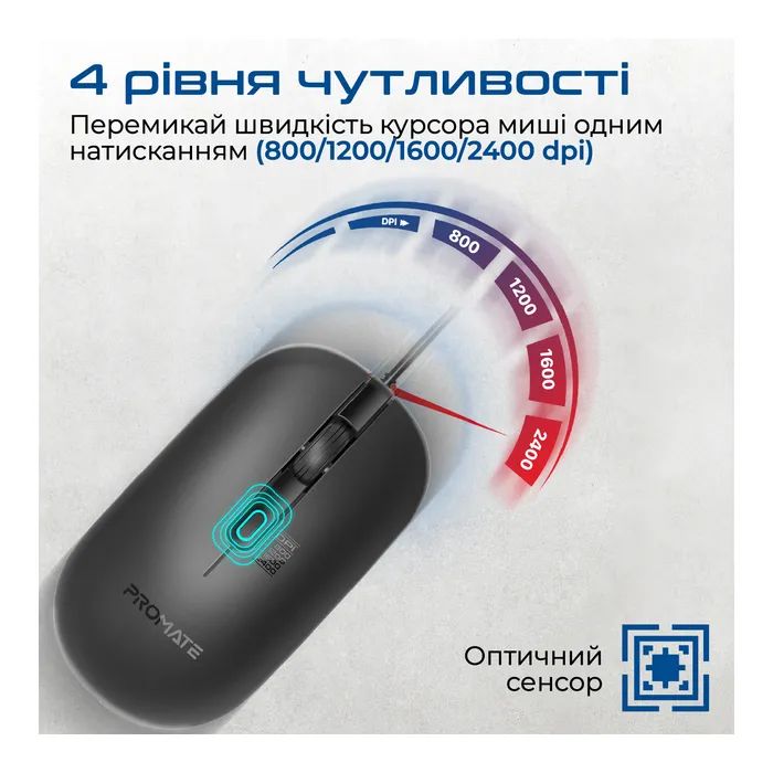 Мишка Promate CM-2400 USB Black (cm-2400.black) зображення 4