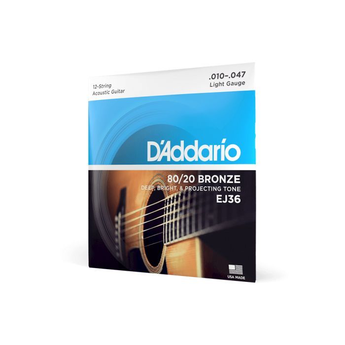 Струны для гитары D'Addario 80/20 Bronze Regular Light 12-String (10-47) (EJ36) изображение 2