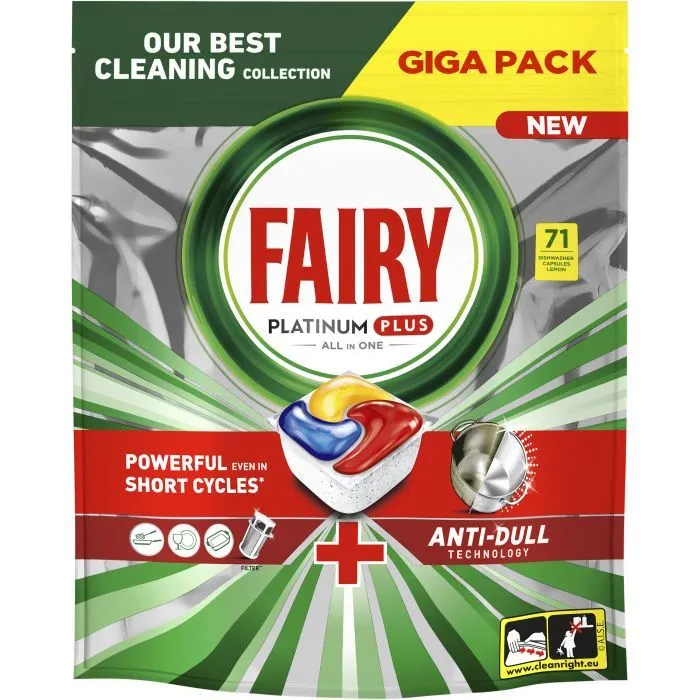 Таблетки для посудомоечных машин Fairy Platinum Plus All in One Lemon 71 шт. (8700216236126)