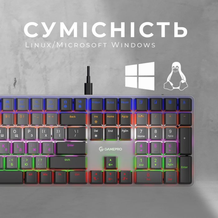 Клавиатура GamePro MK145R Red Swich Low Profile USB Dark Gray (MK145R) изображение 12