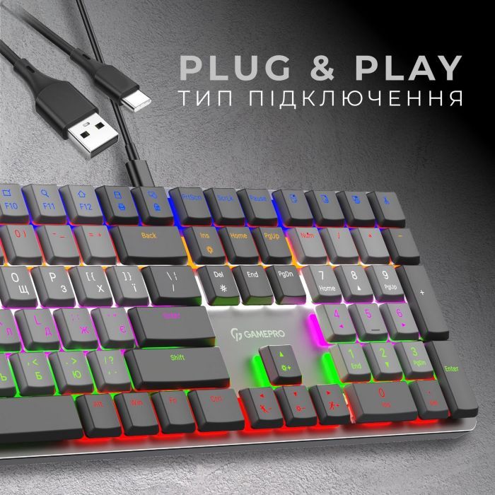Клавиатура GamePro MK145R Red Swich Low Profile USB Dark Gray (MK145R) изображение 4