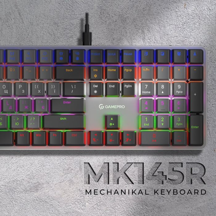 Клавиатура GamePro MK145R Red Swich Low Profile USB Dark Gray (MK145R) изображение 8