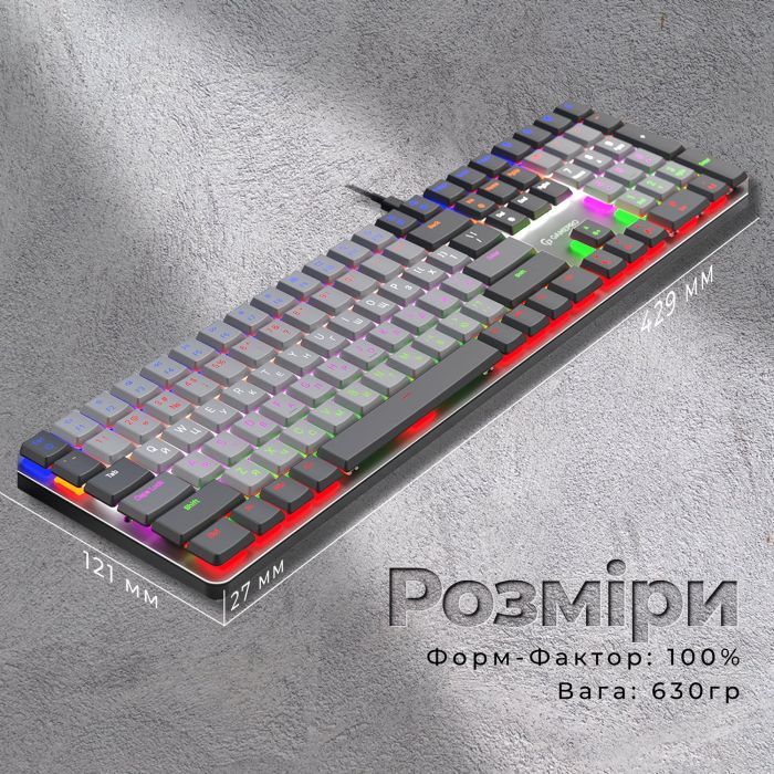 Клавиатура GamePro MK145R Red Swich Low Profile USB Dark Gray (MK145R) изображение 9