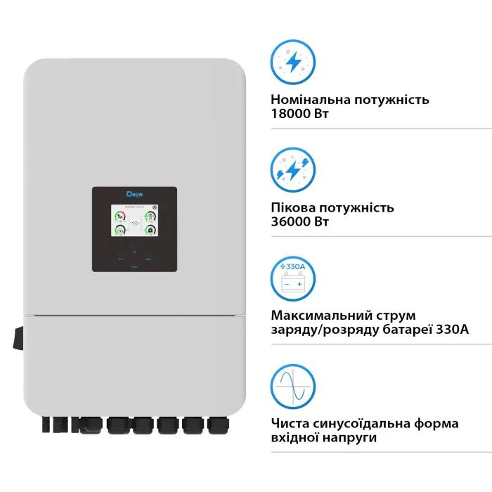 Сонячний інвертор Deye SUN-18K-SG05LP3-EU-SM2, 18кВт (SUN-18K-SG05LP3-EU-SM2) зображення 2