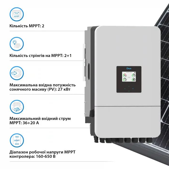 Сонячний інвертор Deye SUN-18K-SG05LP3-EU-SM2, 18кВт (SUN-18K-SG05LP3-EU-SM2) зображення 4