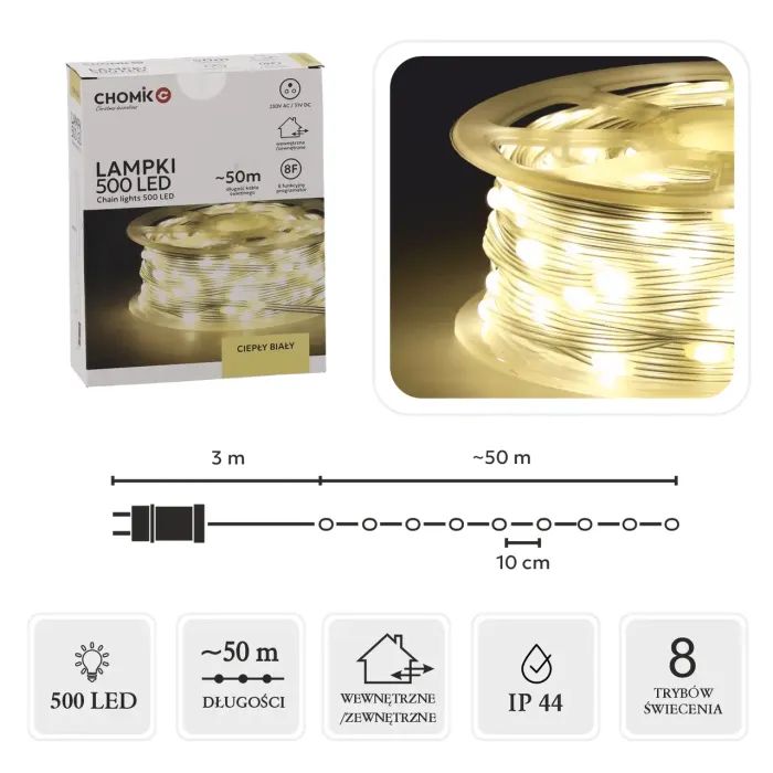 Гирлянда Chomik Струна На катушке 49.9+3 м 500 LED Теплый белый (5900779880115) изображение 4