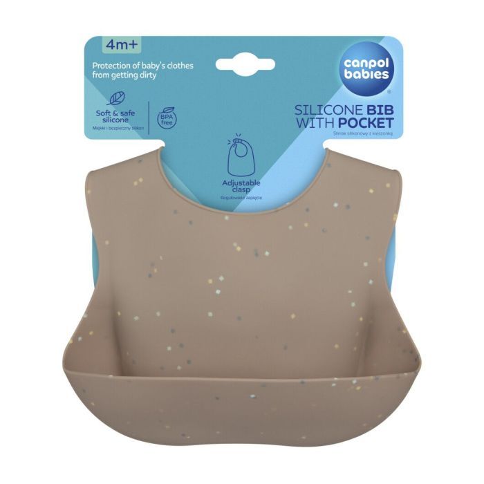 Нагрудничок Canpol babies DOTS силіконовий з кишенькою, сірий (51/029_grey) зображення 2