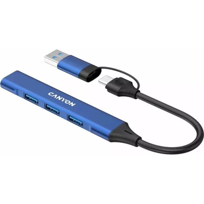 Концентратор Canyon hub DS-02 4in1 USB-A/C Blue (CNS-TDS02BL) изображение 2