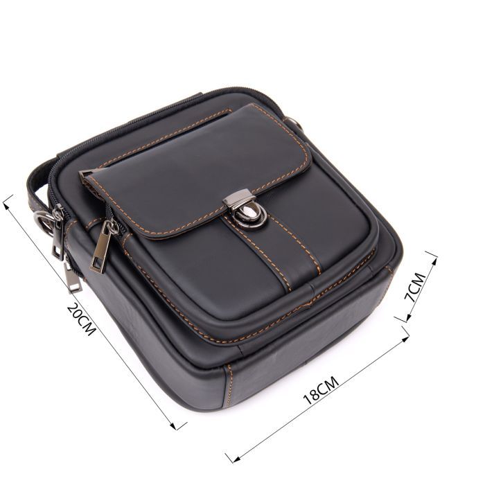 Сумка Vintage На два отделения Черная (20395) изображение 3