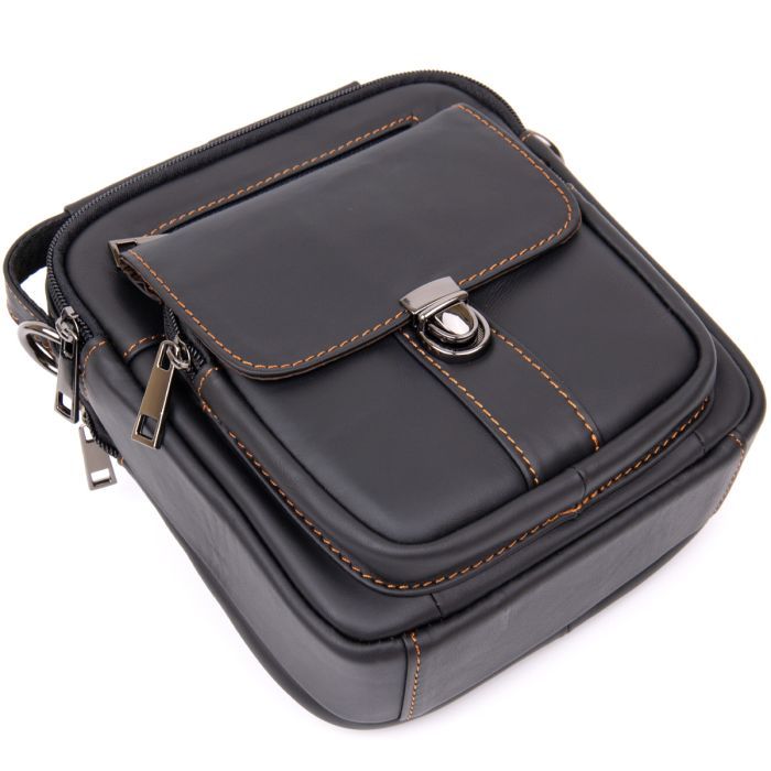 Сумка Vintage На два отделения Черная (20395) изображение 5