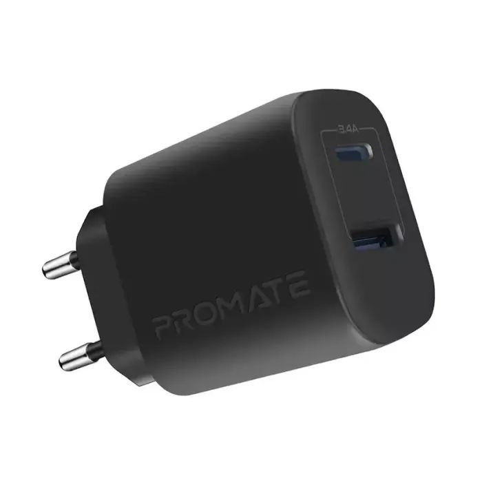 Зарядний пристрій Promate biplug.black