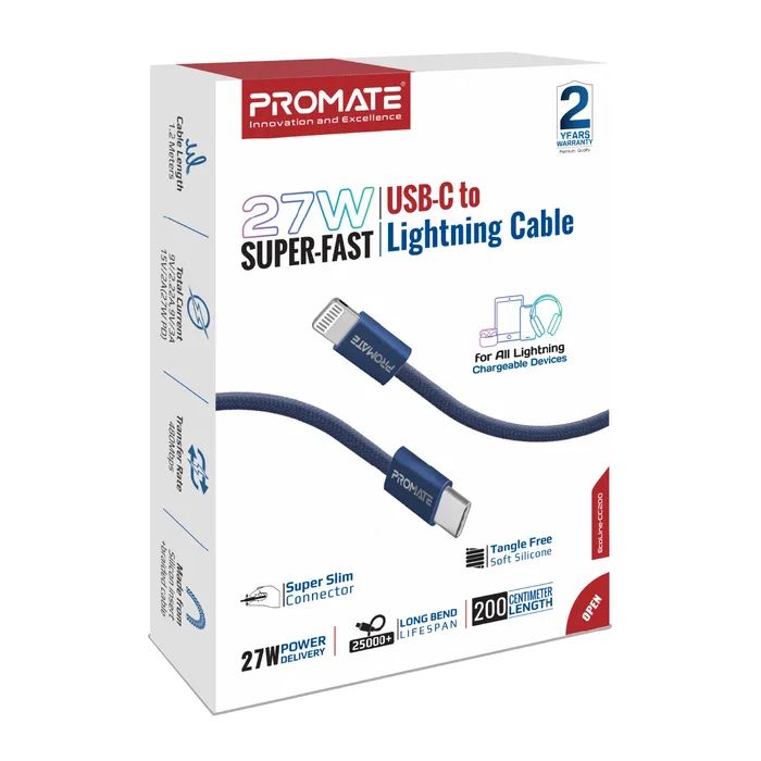 Дата кабель USB-C to Lightning 1.2m Promate (ecoline-ci120.white) изображение 2