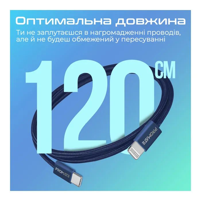 Дата кабель USB-C to Lightning 1.2m Promate (ecoline-ci120.white) изображение 7