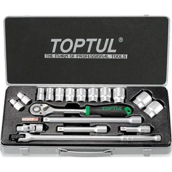 Набір інструментів Toptul з тріскачкою 1/2" 18шт. (6-гр.) (GCAD1802)
