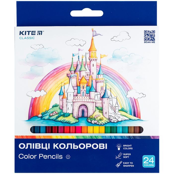 Карандаши цветные Kite Classic 12 кольорів (K-051)