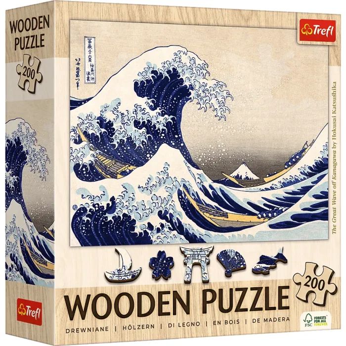 Пазл Trefl Wooden Велика хвиля біля Канагави 200 елементів (5900511202502)