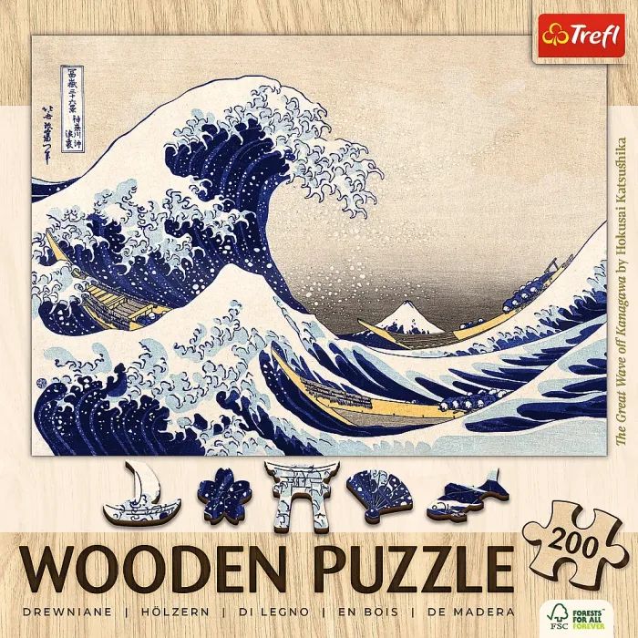 Пазл Trefl Wooden Велика хвиля біля Канагави 200 елементів (5900511202502) зображення 3