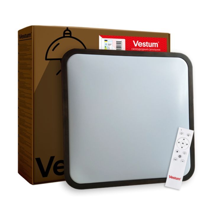 Светильник Vestum GLOW матовий 60W 391*391*65мм 3000К-6500К з ДК махагон (VS-91051)