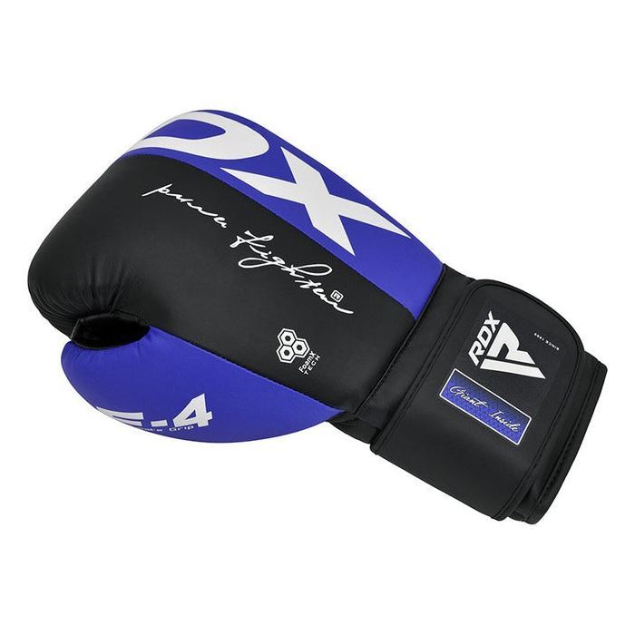 Боксерские перчатки RDX F4 Boxing Sparring Gloves Hook & Loop Blue/Black 10 унцій (BGR-F4U-10OZ) изображение 3