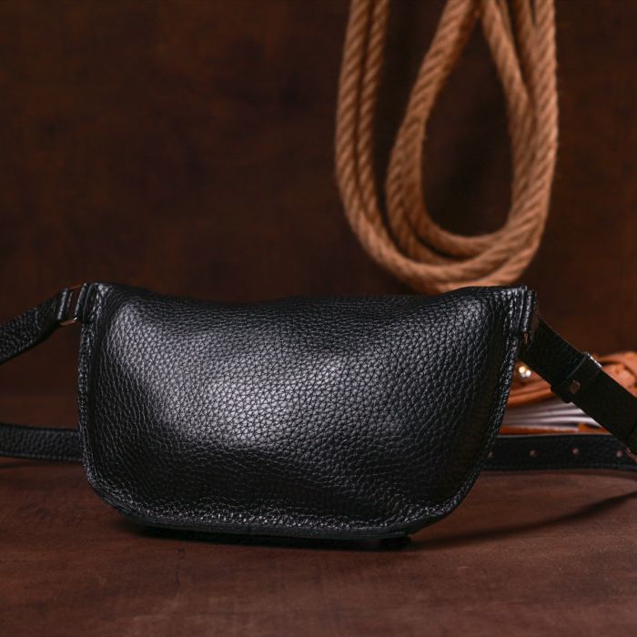 Сумка Shvigel Кожаная бананка Черная (16373) изображение 11