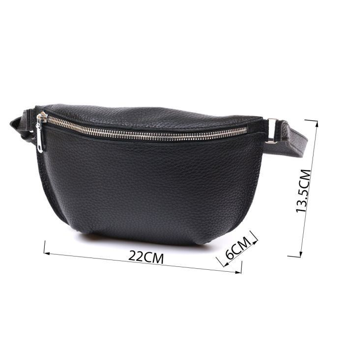 Сумка Shvigel Кожаная бананка Черная (16373) изображение 3