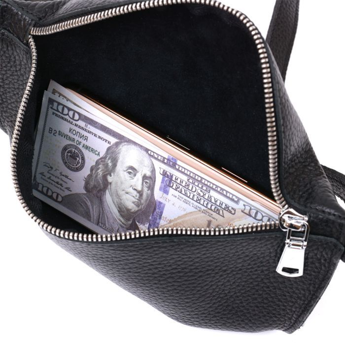 Сумка Shvigel Кожаная бананка Черная (16373) изображение 6