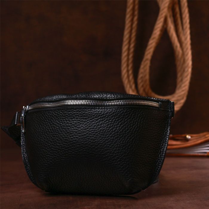 Сумка Shvigel Кожаная бананка Черная (16373) изображение 9