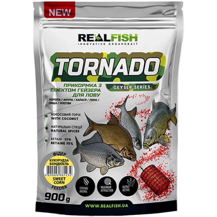 Прикормка Real Fish Торнадо Фідер (Кукурудза Бондюель) 0.9kg (809.00.50)