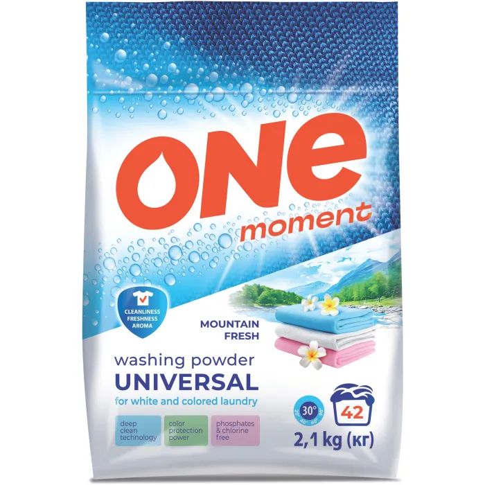 Стиральный порошок One Moment Universal Горная свежесть 2.1 кг (4820178065672)