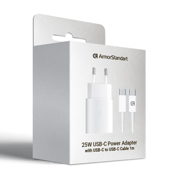 Зарядное устройство Armorstandart AR-TA800W USB-C 25W White + cable USB-C to USB-C (ARM63804) изображение 6