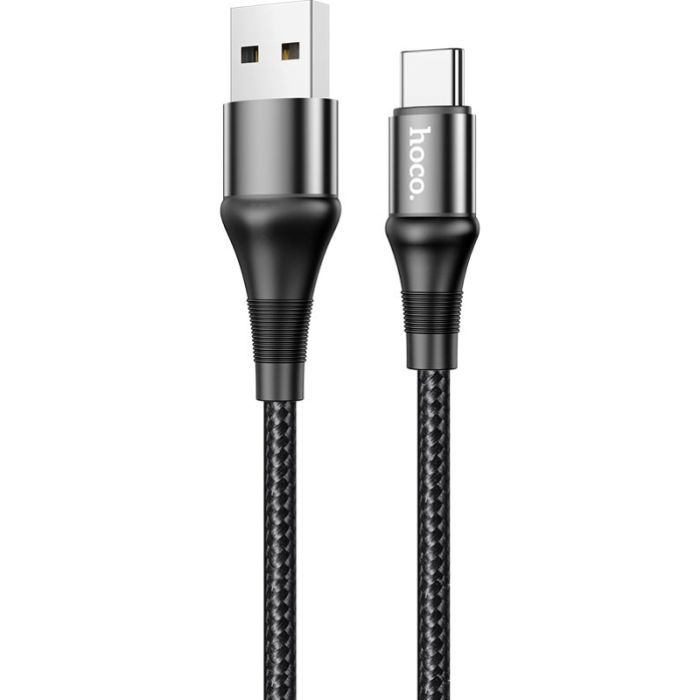 Дата кабель USB 2.0 AM to USB-C 1.0m 3A nylon X50 black HOCO (6931474734235)