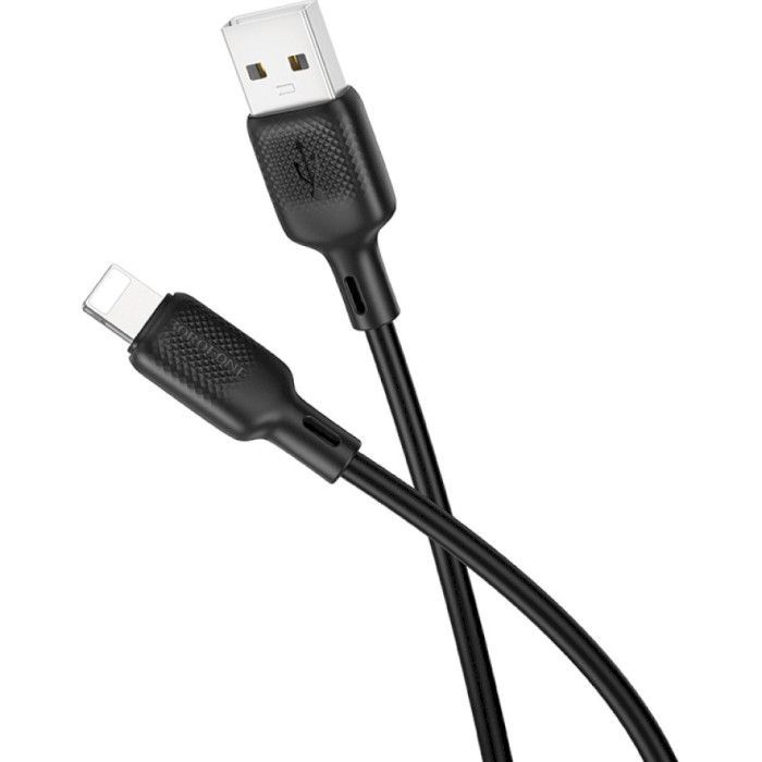 Дата кабель USB 2.0 AM to Lightning 1.0m Lenny silicone BX113 black BOROFONE (6941991115394) изображение 3