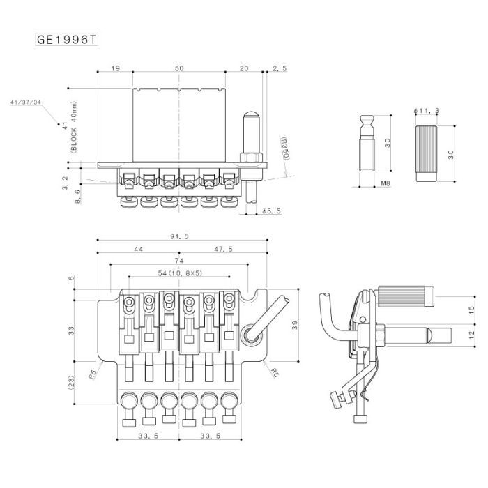 Бридж для гитары Gotoh GE1996T(40) GG изображение 5