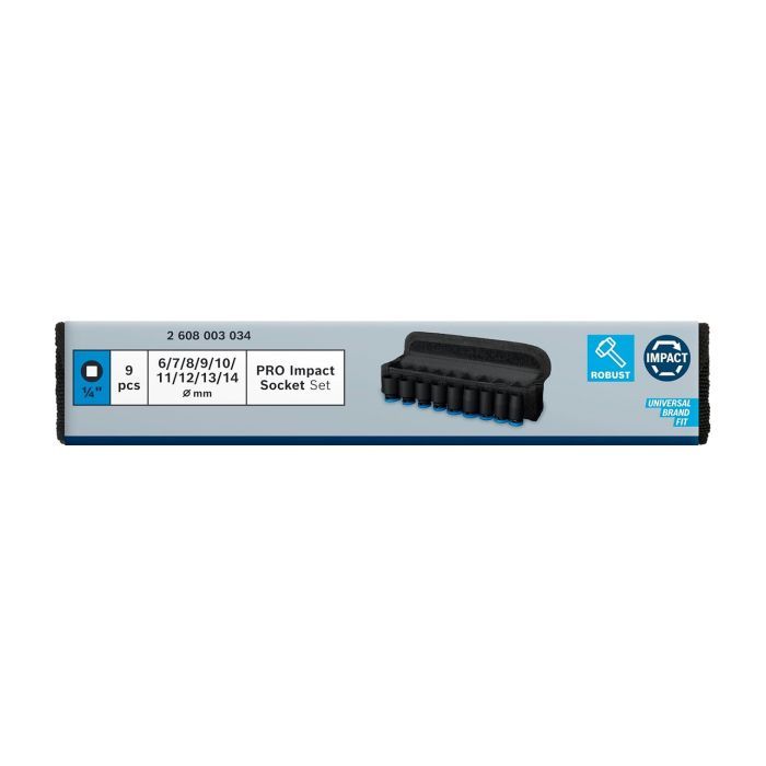 Набор головок Bosch Professional ударных торцевых Standart 9шт, 1/4", 25мм (2.608.003.034) изображение 4