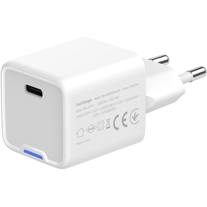 Зарядное устройство ColorWay C101C GaN Mini 20W PD PPS USB-C white (CW-CHS059PD-WT) изображение 5