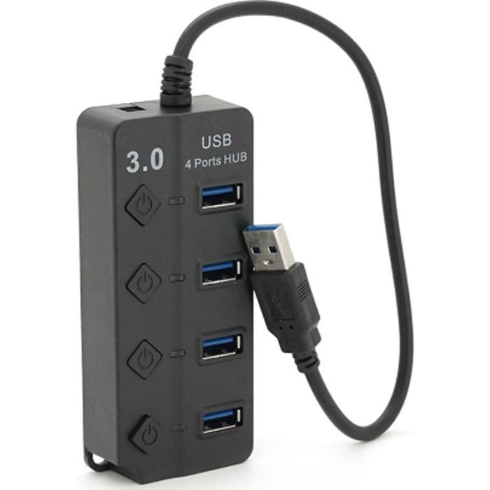 Концентратор Voltronic USB 3.0 to 4xUSB with LED buttons black (YT-3H4A) зображення 2