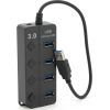 Концентратор Voltronic USB 3.0 to 4xUSB with LED buttons black (YT-3H4A) зображення 2