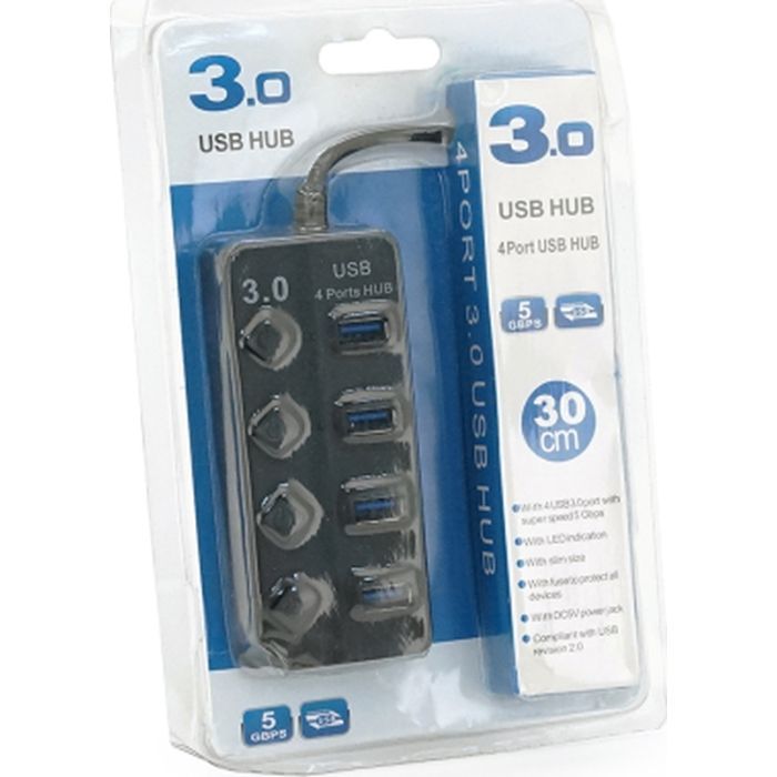 Концентратор Voltronic USB 3.0 to 4xUSB with LED buttons black (YT-3H4A) зображення 3