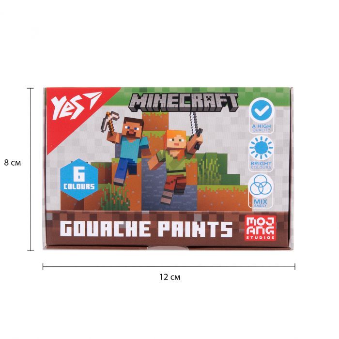 Гуашевые краски Yes Minecraft 6 кольорів по 20 мл (230405) изображение 6