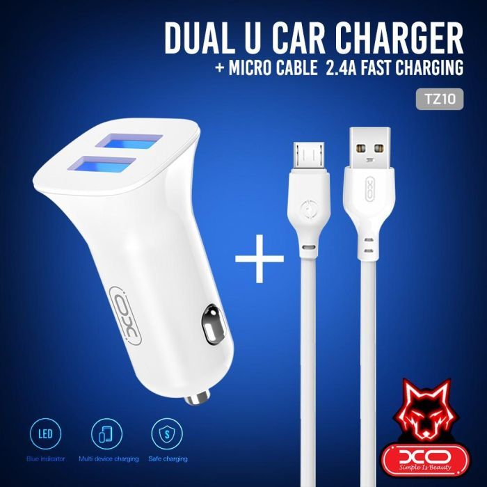Зарядний пристрій XO 2xUSB 2.4A + cable USB to Micro 5P white (TZ10-M-WH) зображення 3
