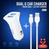 Зарядний пристрій XO 2xUSB 2.4A + cable USB to Micro 5P white (TZ10-M-WH) зображення 3