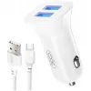 Зарядний пристрій XO 2xUSB 2.4A + cable USB to Micro 5P white (TZ10-M-WH)