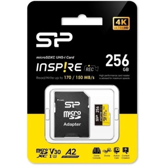Карта памяти Silicon Power 256GB microSDXC class 10 UHS-I U3 V30 A1 Inspire (SP256GBSTXLA2V1NSP)