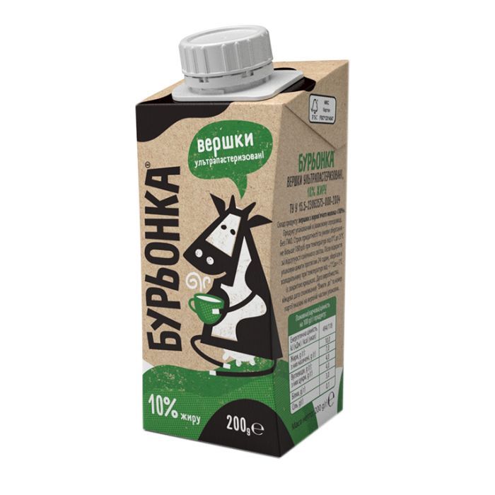 Сливки Бурьонка ультрапастеризованные 10% 200 г (br.82650) изображение 3