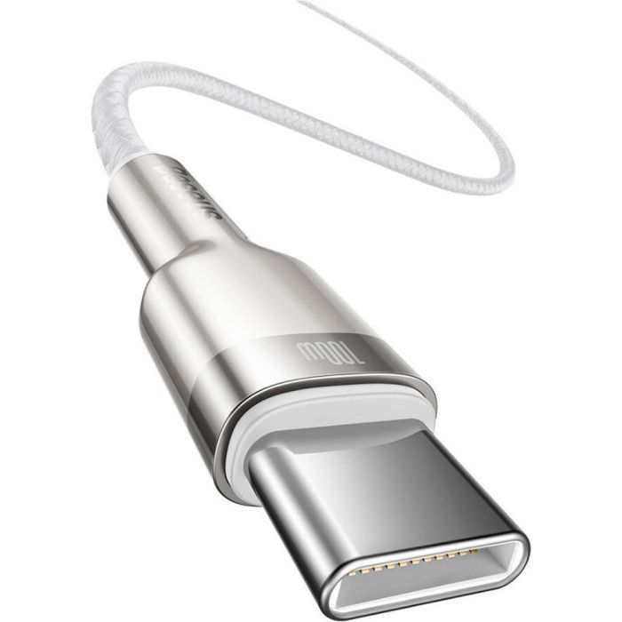 Дата кабель USB-C to USB-C 1.0m 100W metal white Baseus (CATJK-C02) изображение 2