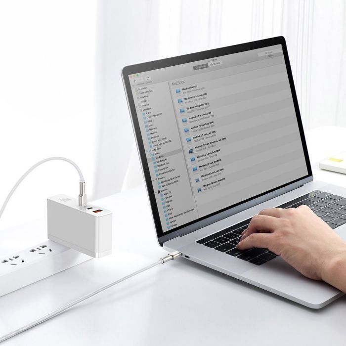 Дата кабель USB-C to USB-C 1.0m 100W metal white Baseus (CATJK-C02) изображение 4