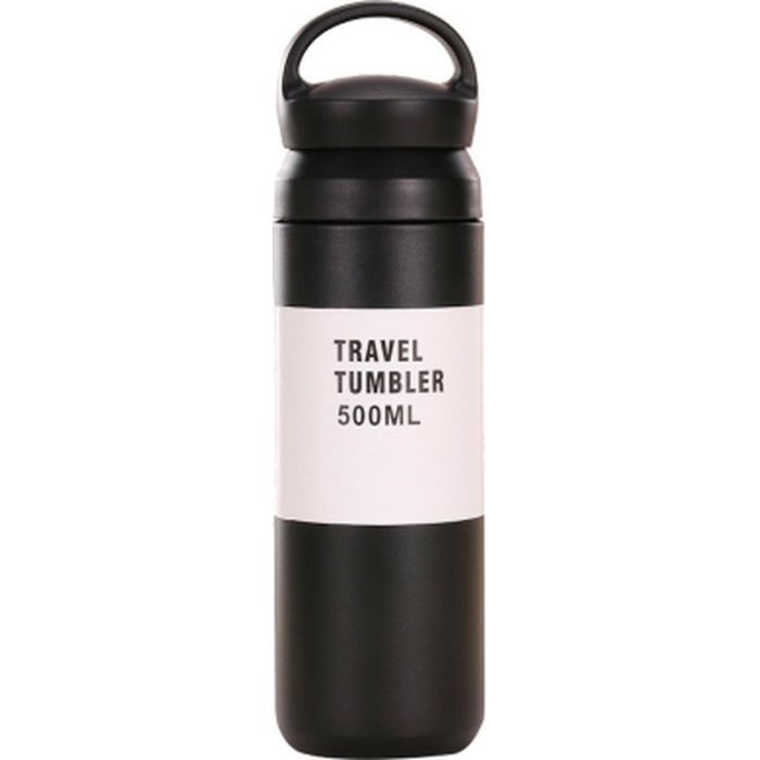 Термос Merlion Travel Tumbler 350 мл, подвійна кришка з ручкою, чорний (SUS304-350Black)